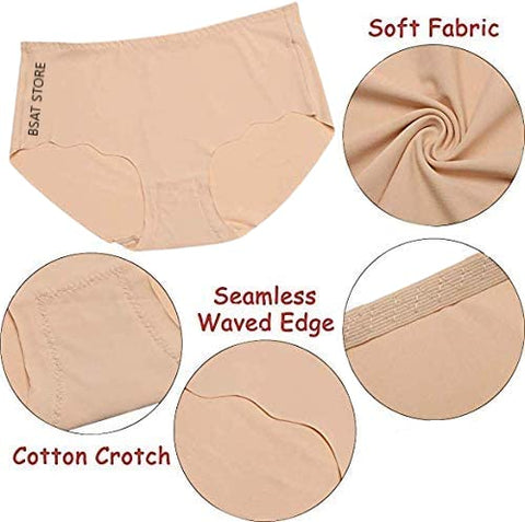 Women's Ice Silk Blend Invisible Lines No Show Hipster Panty (Pack of 4) (Multicolor, S)