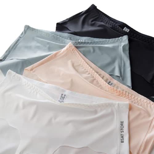 Women's Ice Silk Blend Invisible Lines No Show Hipster Panty (Pack of 4) (Multicolor, S)