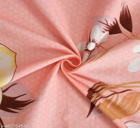 Super Soft Glace Cotton All Round Elastic Fitted Double Bed Bedsheet with 2 Pillow Covers-72x78x8