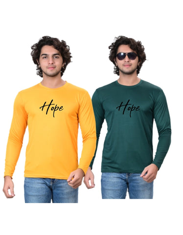 Round Neck Printed T-Shirt for Men (Yellow & Green, S) (Pack of 2)