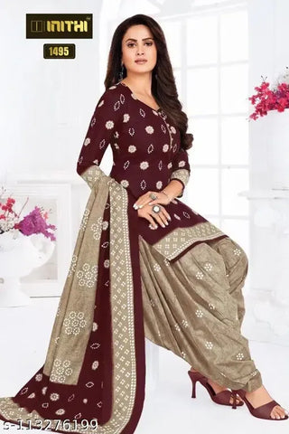 Women's Brown Floral Printed Modal Suits & Dress Materials (Unstitched)