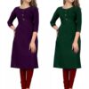 Stylish Multi Crepe 3/4 Sleeves Combo Kurta