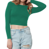 Women Cotton Boat Neck Royal Green Top