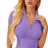 Women Collar V-Neck Lavender Crop Top