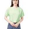 Women Oversized Cyan Crop Top