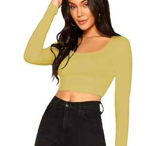 Women Solid Slim Fit Light Yellow Crop Top