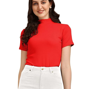 Women's Casual Solid Red Top