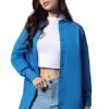 Women Oversized Cotton Blue Shirt
