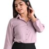 Women Plain Solid Formal Onion Pink Shirts