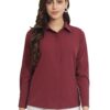 Women Office Wear Formal Maroon Shirt