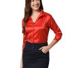 Women Formal Satin Red Shirt
