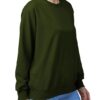 Women Cotton Plain Olive Sweatshirt