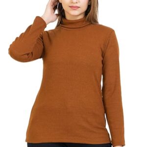 Women High Neck Brown Sweatshirt
