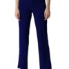 Women Polyester Solid Dark Blue Trousers