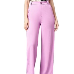 Women's High Rise Lavender Cotton Fit Trousers
