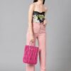 Women's High Rise Light Pink Cotton Fit Trousers