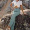 Women Bell Bottom Pastel Blue Trousers