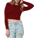 Women Cotton Boat Neck Maroon Top