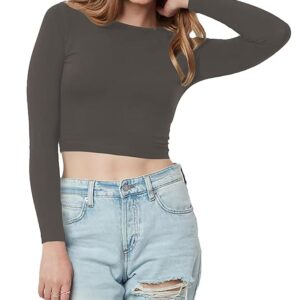 Women Cotton Boat Neck Slate Grey Top