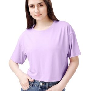 Women Oversized Lavender Crop Top