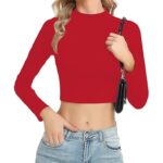Women High Neck Red Crop Top