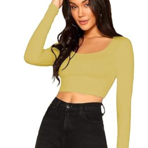 Women Solid Slim Fit Light Yellow Crop Top