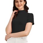 Women's Casual Solid Black Top