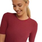 Women Round Neck Solid Maroon Top