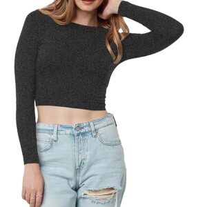 Women Cotton Boat Neck Dark Grey Top