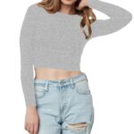 Women Cotton Boat Neck Grey Top