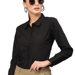 Women Cotton Regular Formal Black Shirt