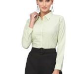 Women Cotton Regular Formal Green Shirt