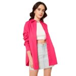 Women Oversized Cotton Pink Shirt