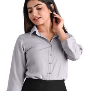Women Plain Solid Formal Grey Shirts