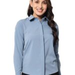 Women Office Wear Formal Blue Shirt