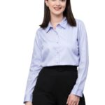 Women Solid Regular Formal Blue Shirt
