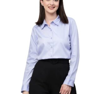 Women Solid Regular Formal Blue Shirt