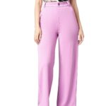 Women's High Rise Lavender Cotton Fit Trousers
